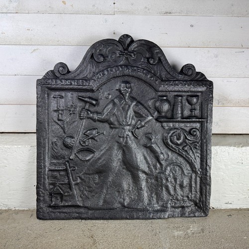 Antique cast iron fire - cast, back