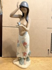 Nao Gres Large Semi-Naked Lady Figure With Sarong And Butterfly