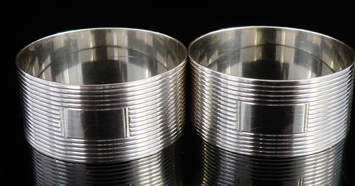 Pair sterling silver napkin - silver,
