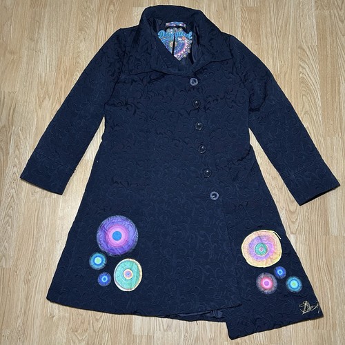 Desigual brocade black coat - brocade,