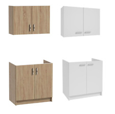 2-Piece Modern Kitchen Cabinet Set – Wall-Mounted & Sink Base, White/Oak Finish