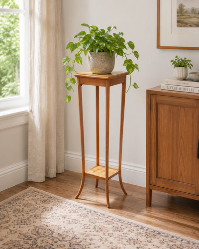 Edwardian oak plant stand - edwardian, two