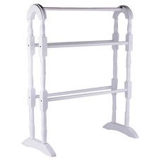 Wooden Towel Rail White Towel Holder Stand Multidry Rack Bathroom Kitchen 77cm