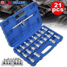 21Pcs Oil Drain Sump Plug Key Socket Set Kit Gearbox & Axel Removal Wrench Tool