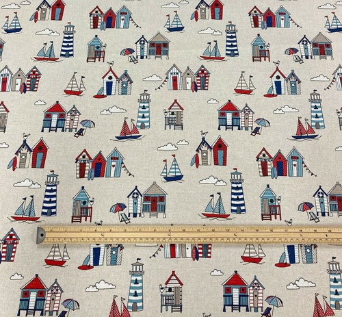 Nautical beach hut fabric - beach,