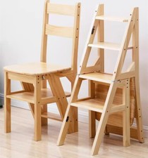 Convertible Folding 4 Steps Ladder Stool Chair Portable Library Ladder Shelf