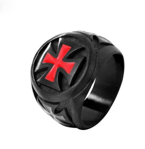 Mens templar cross - ring, red