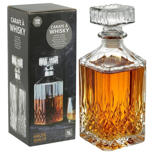 Round glass whisky decanter - 1l,