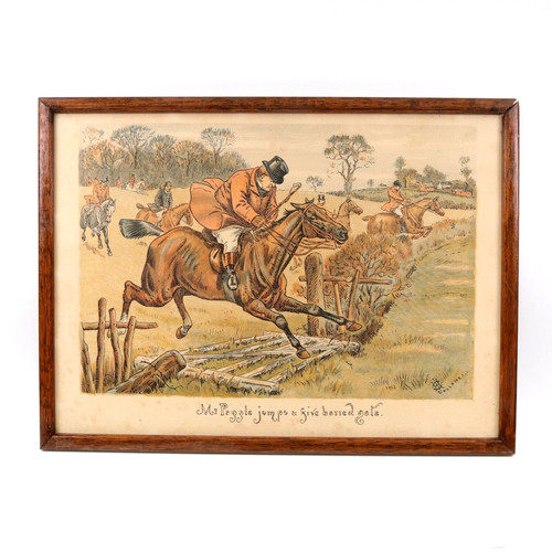 Hunting scene chromolithograph - hunting,