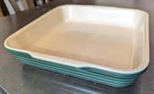 EMILE HENRY Stoneware 2065 Green 9" x 9" Square Baking Dish Ribbed, Made FRANCE
