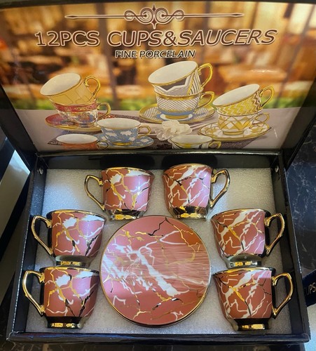 Set six pink and gold - of,