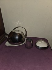 Vintage Georg Jensen Denmark Teapot, Coaster, Sugar Bowl And Milk Jug