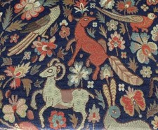 Traditional Vintage Woodland Tapestry Curtain/Upholstery Fabric NAVY BLUE