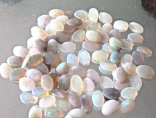 4pcs Natural Fire Opal Gemstones 6x4mm Oval Cabochon – Iridescent under penlight