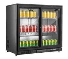 NEW 2 SLIDING DOOR UNDER COUNTER MAN CAVE HOME BOTTLE COOLER PUB BAR BEER FRIDGE