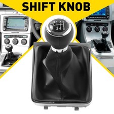 6 Speed PU Gear Stick Shift Knob Gaiter Boot Cover Frame For VW Passat B6 05-12