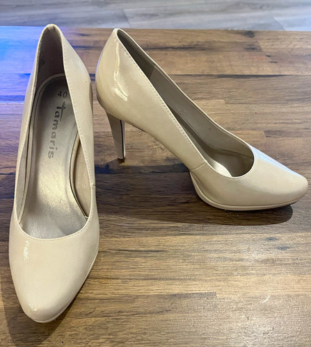 Tamaris beige patent leather - beige,
