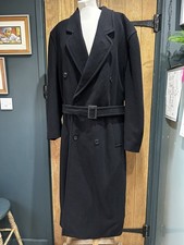 Mens vintage long black Coat Baker Street Carlo Bellucci uk 42 wool cashmere 