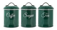 Retro Set of 3 Tea Coffee Sugar Canister Air Tight Pots Kitchen Storage