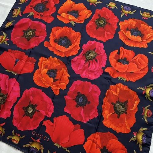 Gucci poppy silk scarf - poppy,