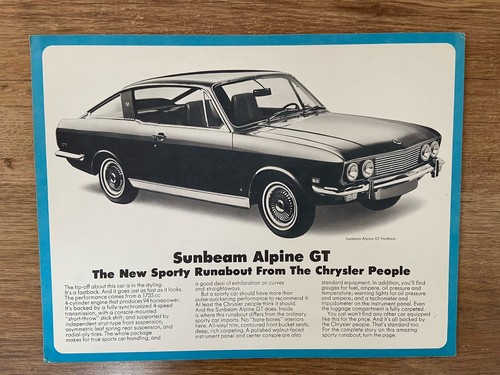 Sunbeam alpine leaflet - alpine,