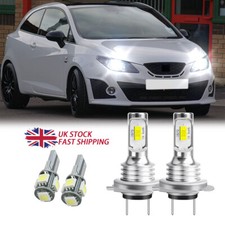 For Seat Ibiza MK5 - 4x LED Headlight Bulbs Set 6000K White Replace HALOGEN Lamp