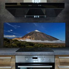 Glass Kitchen Splashback Tile Stove Panel Volcano Mountain Nature 125x50