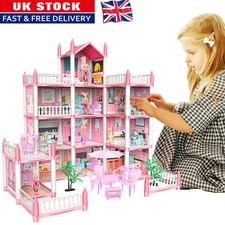 Xmas Toys Gift Kid Doll House 4 Storey 11Rooms With Furniture Mansion Playhouse.
