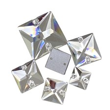 25 Crystal Sew On Flatback Square Rhinestones Diamante Gem Cut Glass Bead 2 Hole