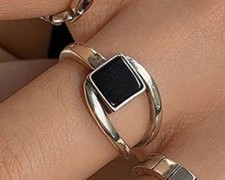 Black Onyx Stone Silver Ring Silver, Cubic Zirconia Ring, Adust Ring For Women,