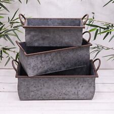Large Galvanised Metal Trough Garden Planters Outdoor Rectangular Flower Pots