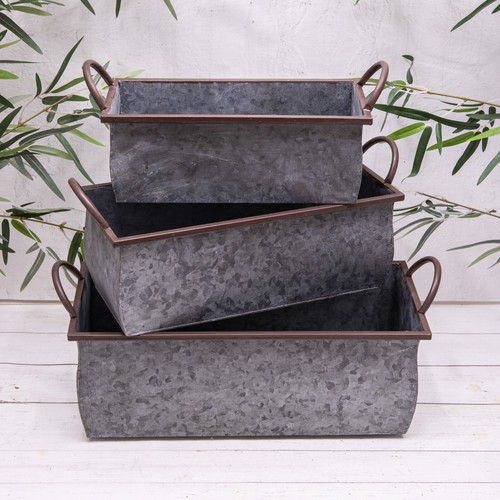 Large galvanised metal trough - galvanised,