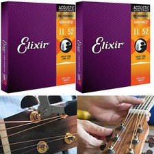 2PACK Elixir Nanoweb Phosphor Bronze 11-52 Acoustic Guitar Strings Light MP5