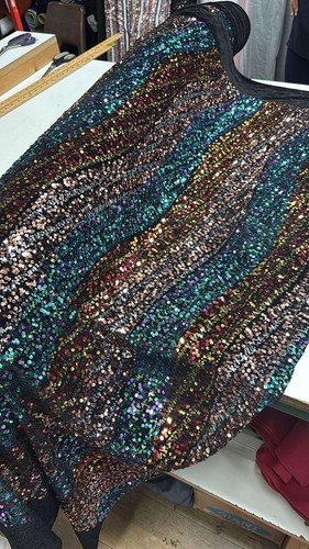 Coloured sequin velvet fabric - coloured,
