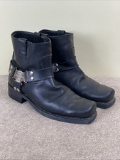 HARLEY DAVIDSON BLACK LEATHER SQ. TOE HARNESS MOTORCYCLE BOOTS MEN'S 11.5 Ankle