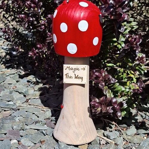 Handmade 28cm wooden toadstool - handmade,