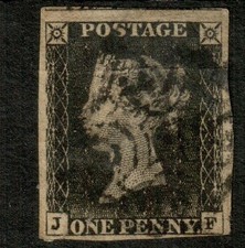GB  QV 1840 Penny Black, (JF)