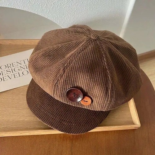 Corduroy beret hat for - corduroy, women