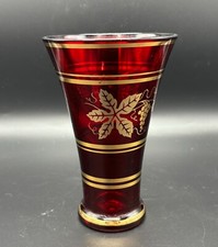 Ruby Red Bohemian  Glass Vase