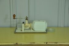 French Vintage Cream Coloured Wall Mounted Ceramic & Cast Iron Coffee Grinder