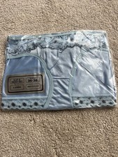 Stunning Vintage Blue Silky  Nylon  Lace Half Slip and panties 34-38” 