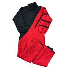 Vintage Ski Suit One Piece Apres Retro Snow 90s Black Red Womens Small