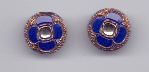 Pair glass vintage buttons - buttons,