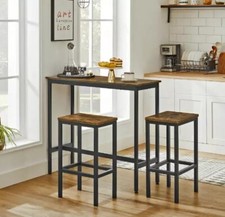 Industrial Bar Table and Stools Tall Rustic Kitchen Vintage Breakfast Dining Set