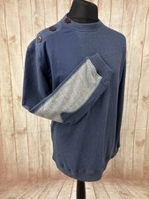 One True Saxon Mens XXL Jumper Sweater Blue Rothulf Crew Neck Button Shoulder
