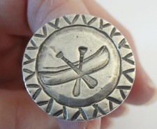 Vintage Navajo Hand Stamped Canoe & Oars Sterling Silver Ring Size 8