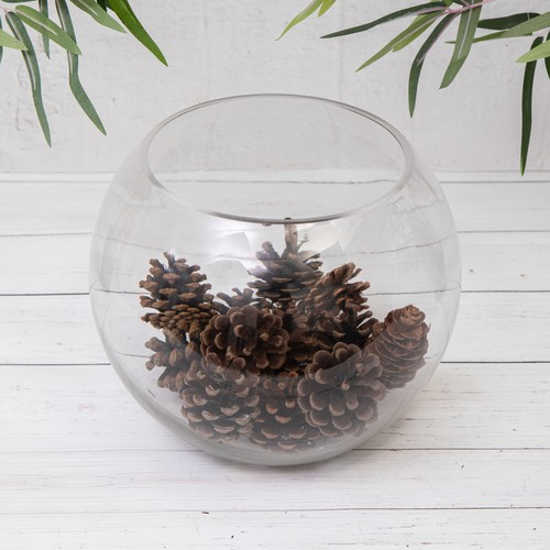 Clear glass flower round ball - clear,