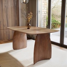 Walnut Curved Leg Dining Table - Seats 4 - 6 - Leona LOA002