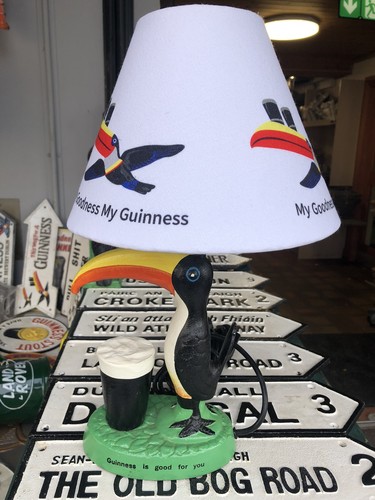 Guinness toucan cast iron lamp - toucan,