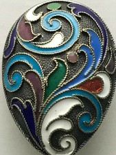 RUSSIAN IMPERIAL SILVER 88 CLOISONNE ENAMEL SPOON А. Г. GORIANOV FABERGE ANTIQUE